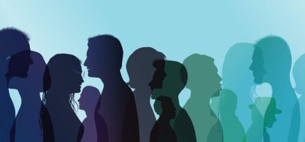 Vector illustration group of people in profile of different age