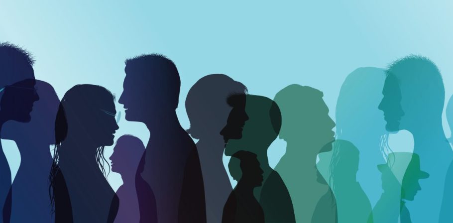 Vector illustration group of people in profile of different age